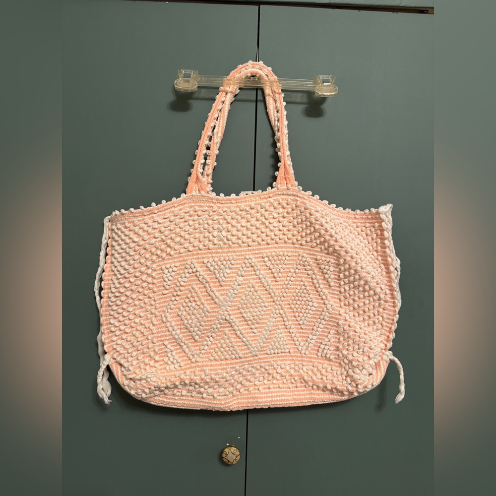Antonello Tedde Capriccioli Pink White Large Handwoven Tote Bag